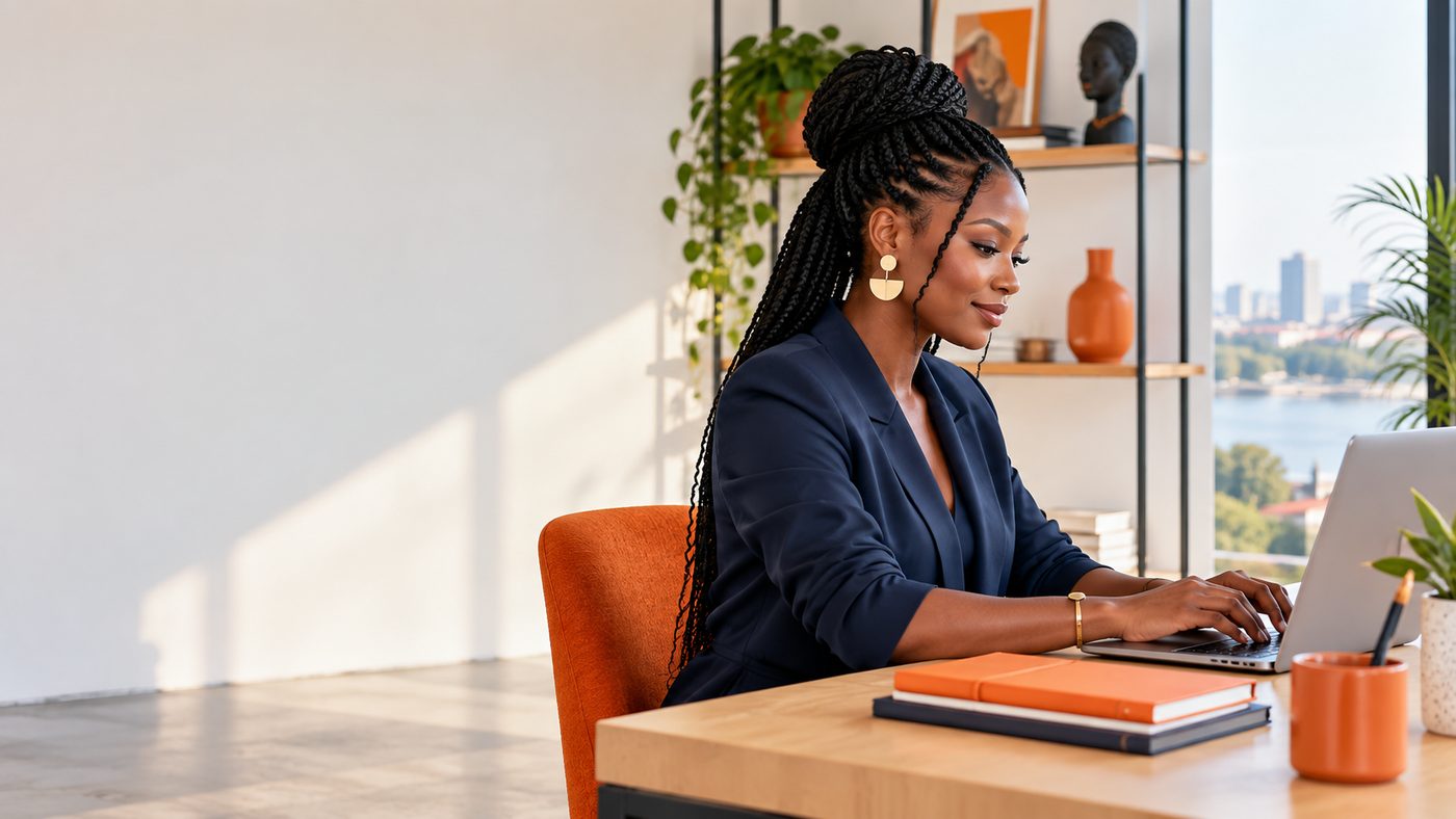 Une professionnelle travaille sur un projet numérique dans son bureau